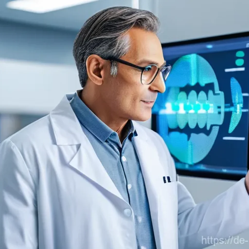 보건학과 생명과학 - **Prompt:** A diverse, middle-aged male doctor, wearing a modern lab coat over a professional shirt,...