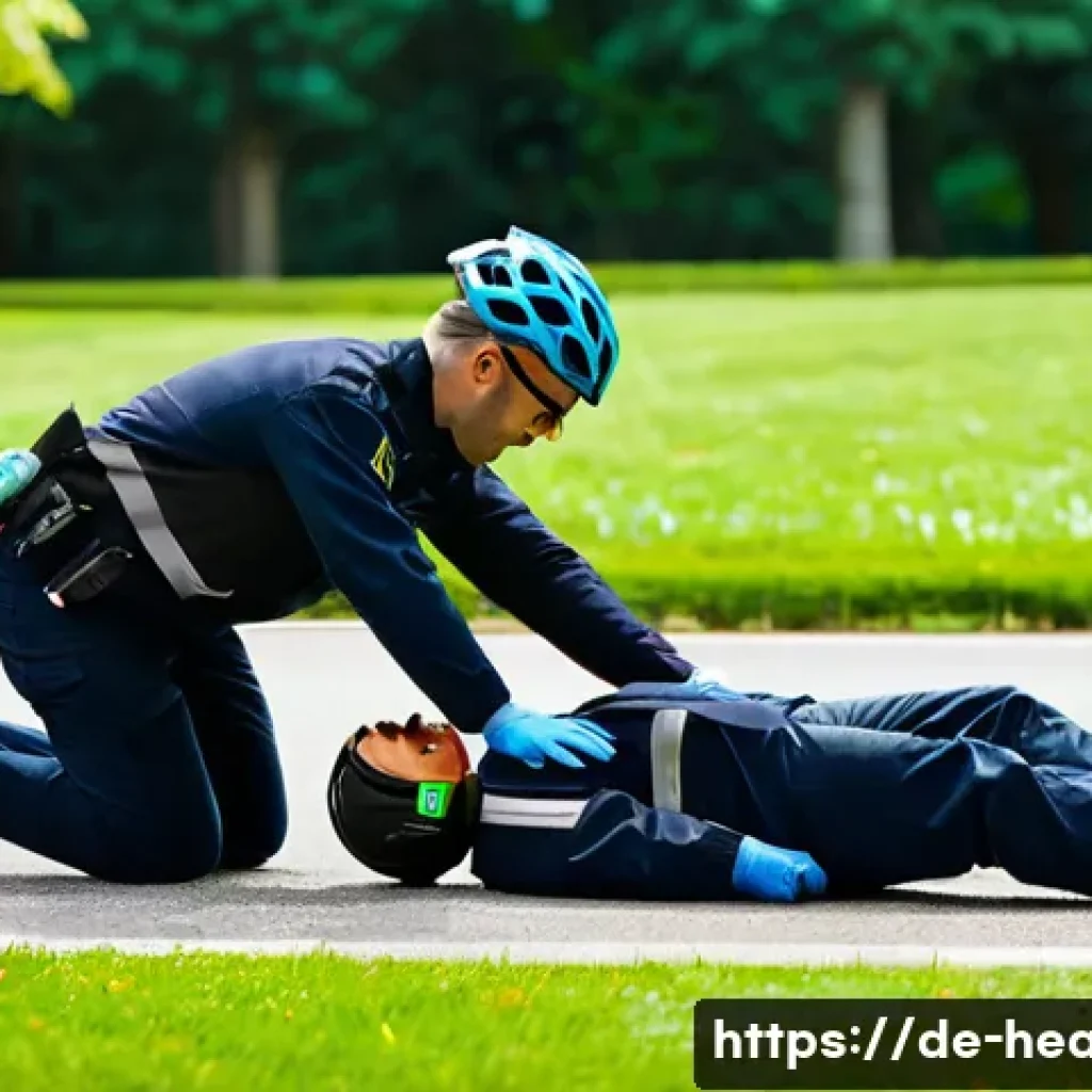 보건학과 응급처치 - A detailed, realistic scene of a first responder demonstrating the stable side position on an uncons...