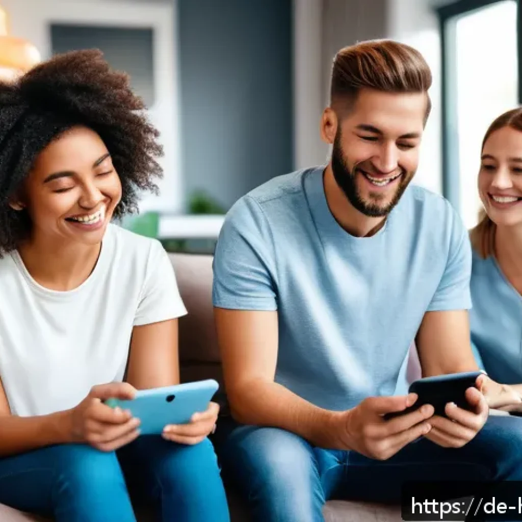 보건학과 보건 교육 및 홍보 - A vibrant digital health promotion scene showing a diverse group of German adults engaging with soci...