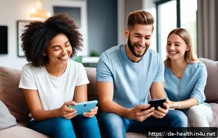 보건학과 보건 교육 및 홍보 - A vibrant digital health promotion scene showing a diverse group of German adults engaging with soci...